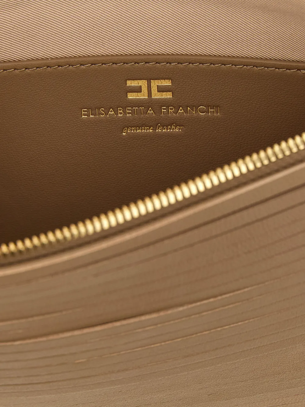 Elisabetta Franchi Leren clutch Beige