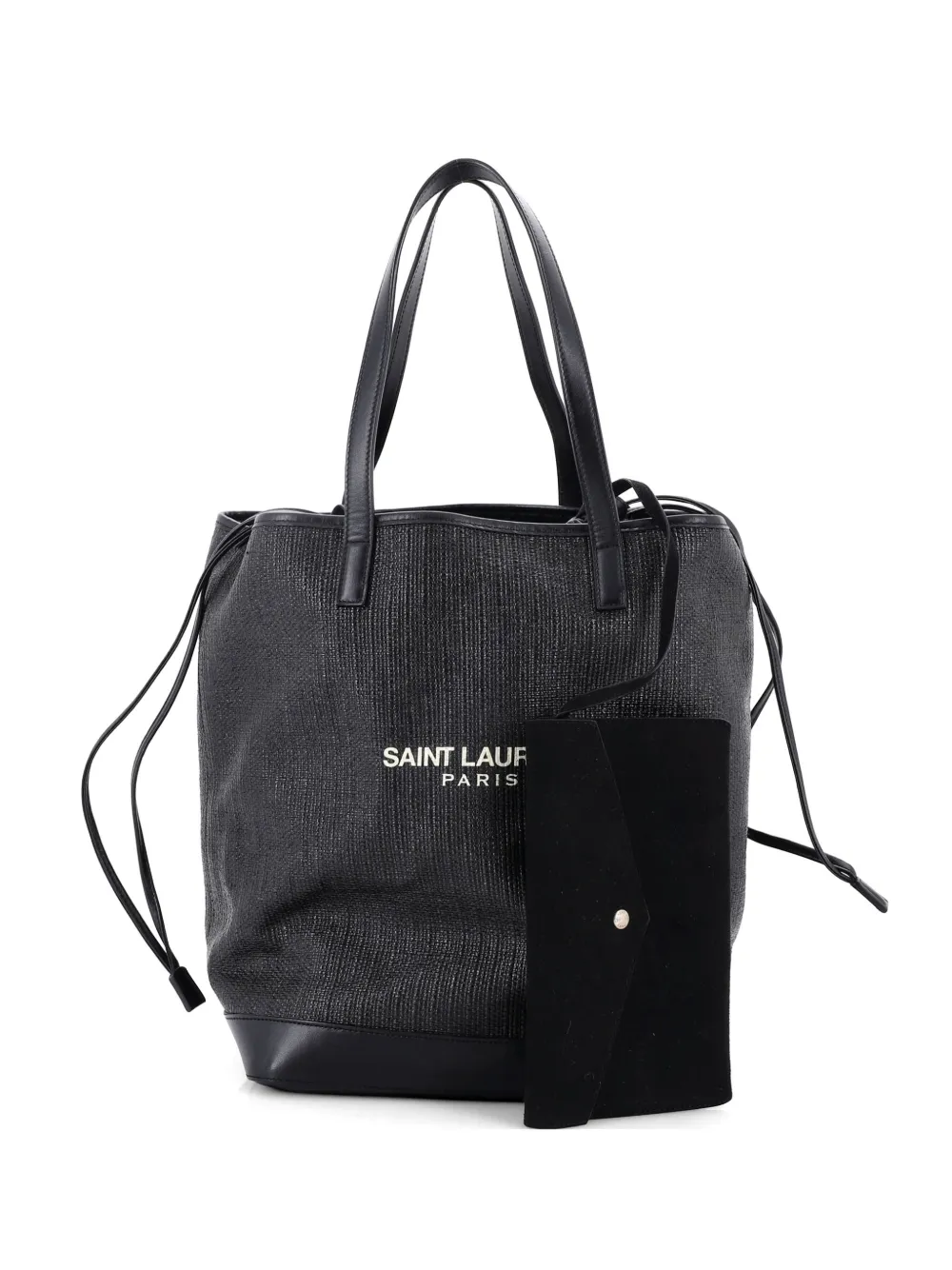 Saint Laurent Pre-Owned Teddy Shopping Canvas with Leather tote bag - Nero