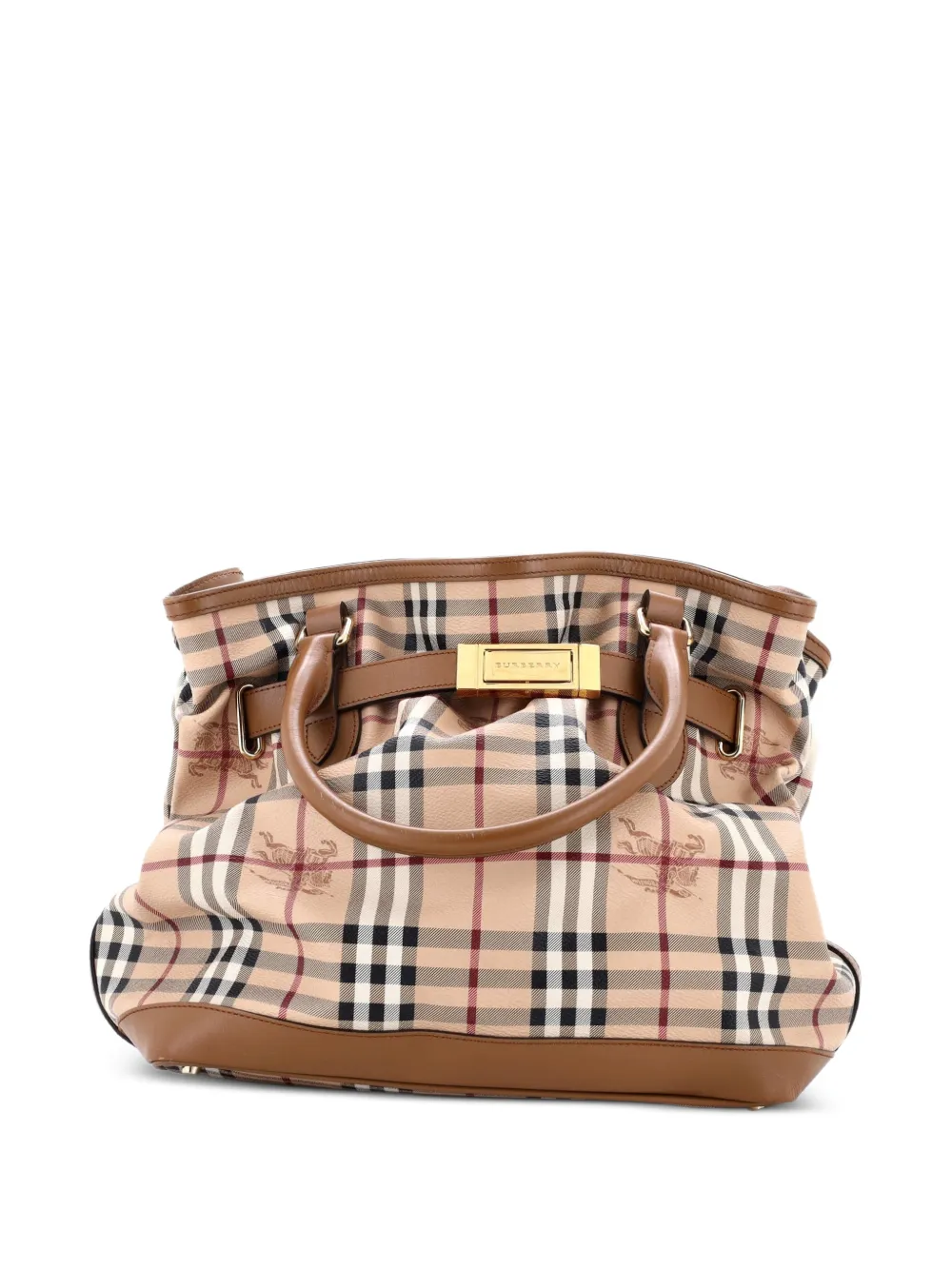 Burberry Pre-Owned Golderton Haymarket Coated Canvas Medium tote bag - Braun