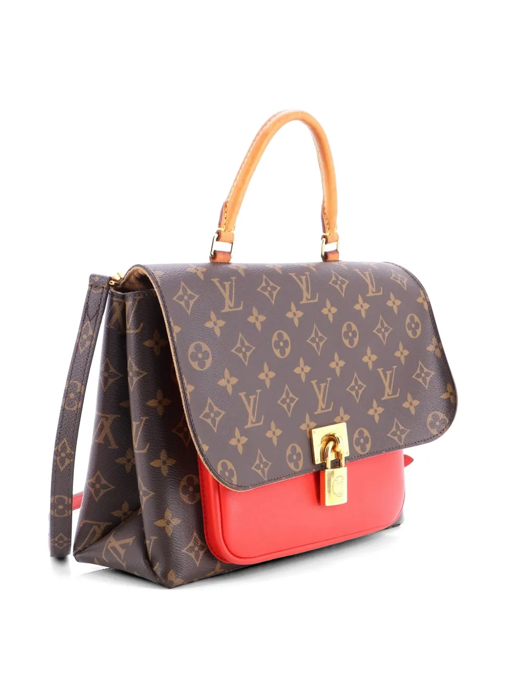 Louis Vuitton Pre-owned Marignan Handbag Monogram Canvas with Leather Shoulder Bag in Brown, view 3