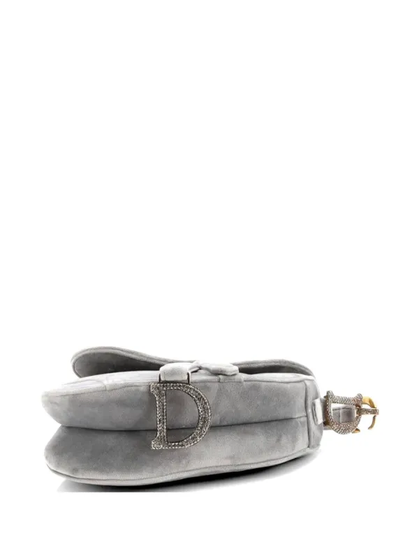 Christian Dior Pre-Owned Saddle Handbag Velvet With Crystals Mini