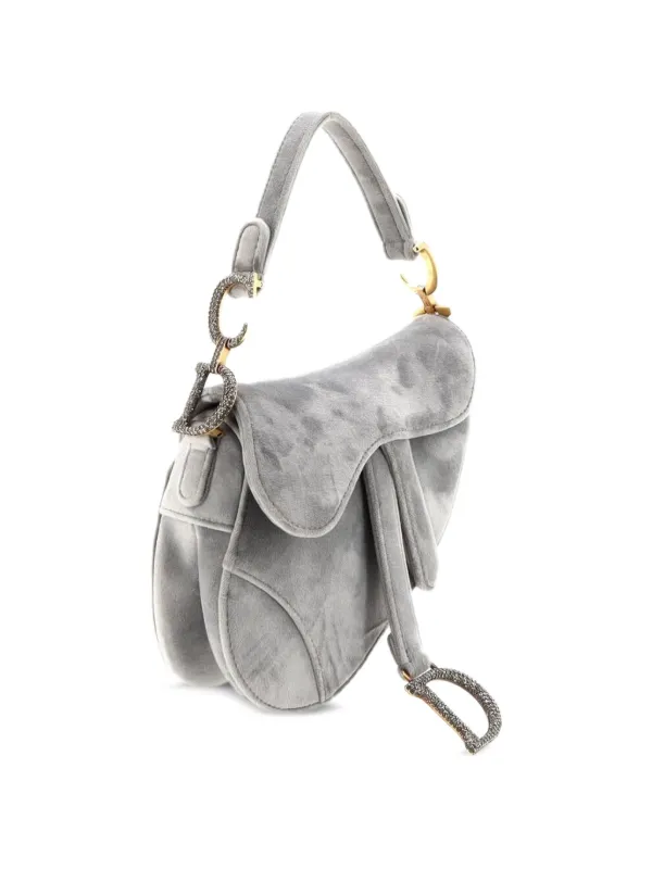 Christian Dior Pre-Owned Saddle Handbag Velvet With Crystals Mini