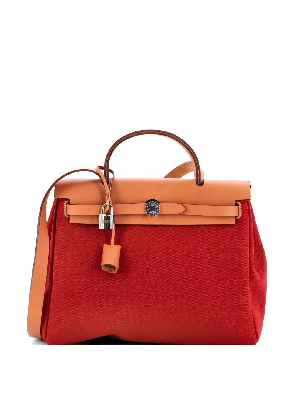 Hermès Pre-Owned Herbag Zip Leather and Toile 31 shoulder bag - Rosso