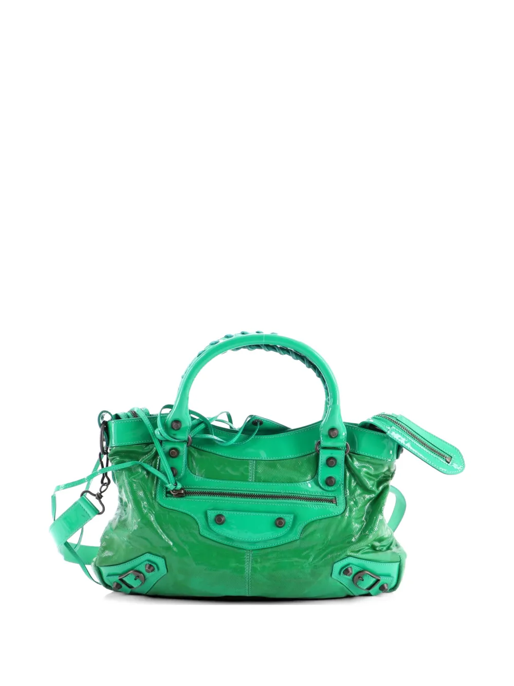 Balenciaga Pre-Owned First Classic Studs Bag Coated Canvas satchel - Verde