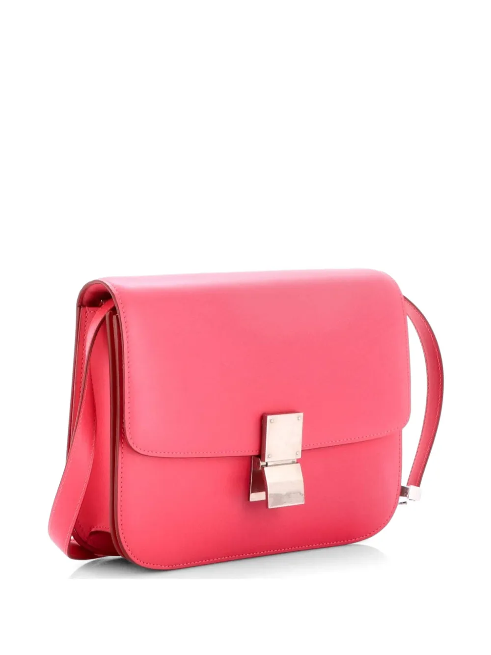 Celine Pre-owned Classic Box Bag Smooth Leather Medium Crossbody Bag in Pink, view 3