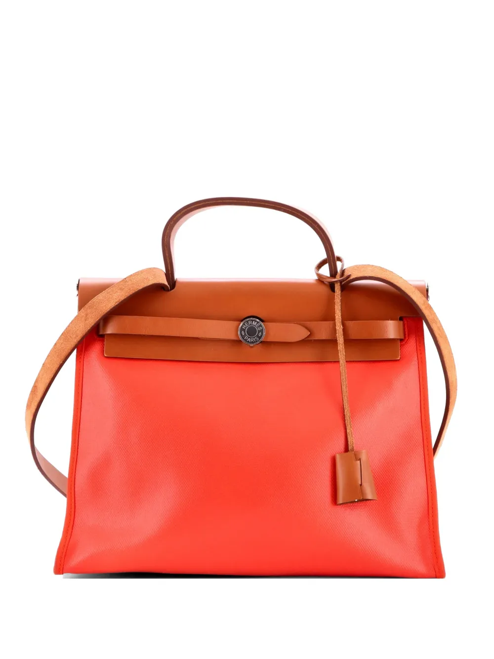 Hermès Pre-Owned Herbag Zip Berline Vache Canvas and Leather 31 shoulder bag - Rosso