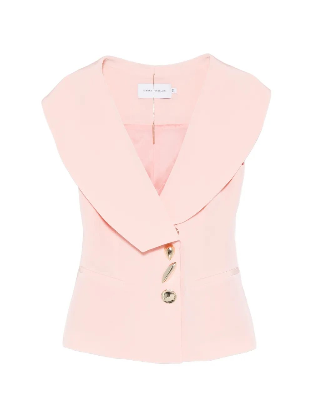 SIMONA CORSELLINI sculpted-button shawl-lapel waistcoat - Pink