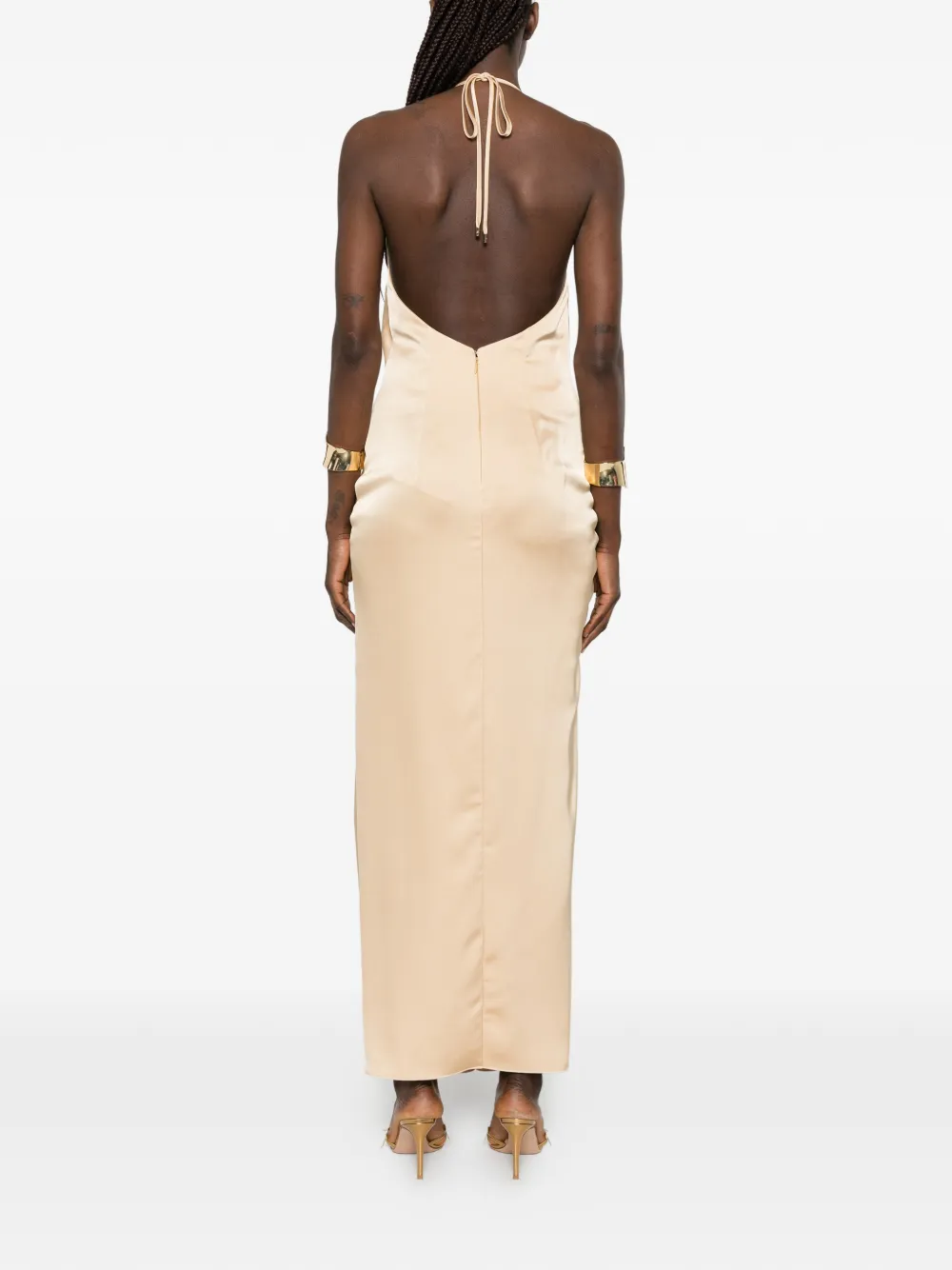 SIMONA CORSELLINI Maxi-jurk met halternek Beige