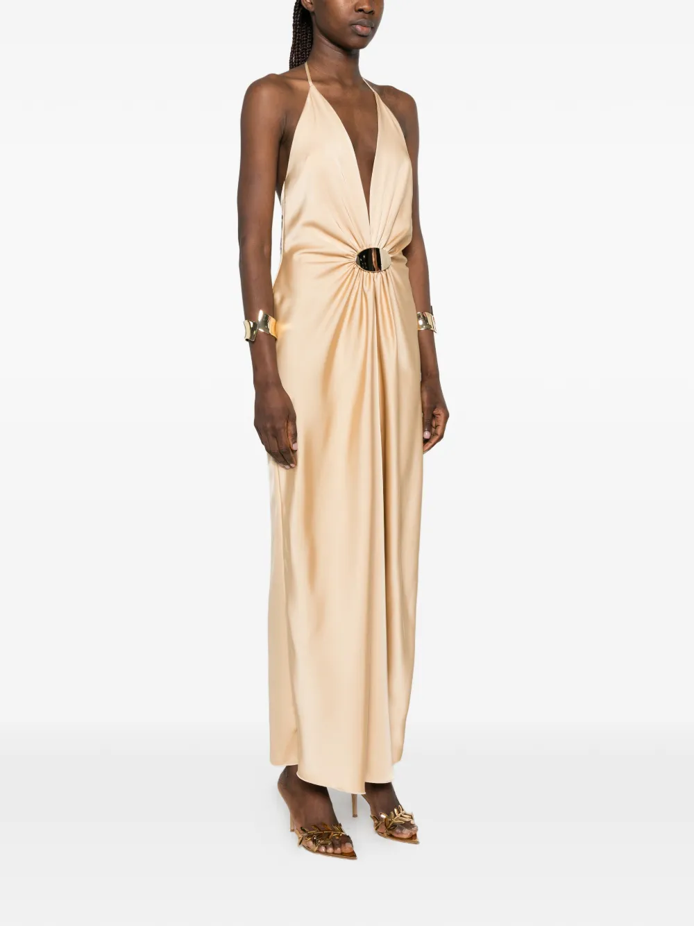 SIMONA CORSELLINI Maxi-jurk met halternek Beige