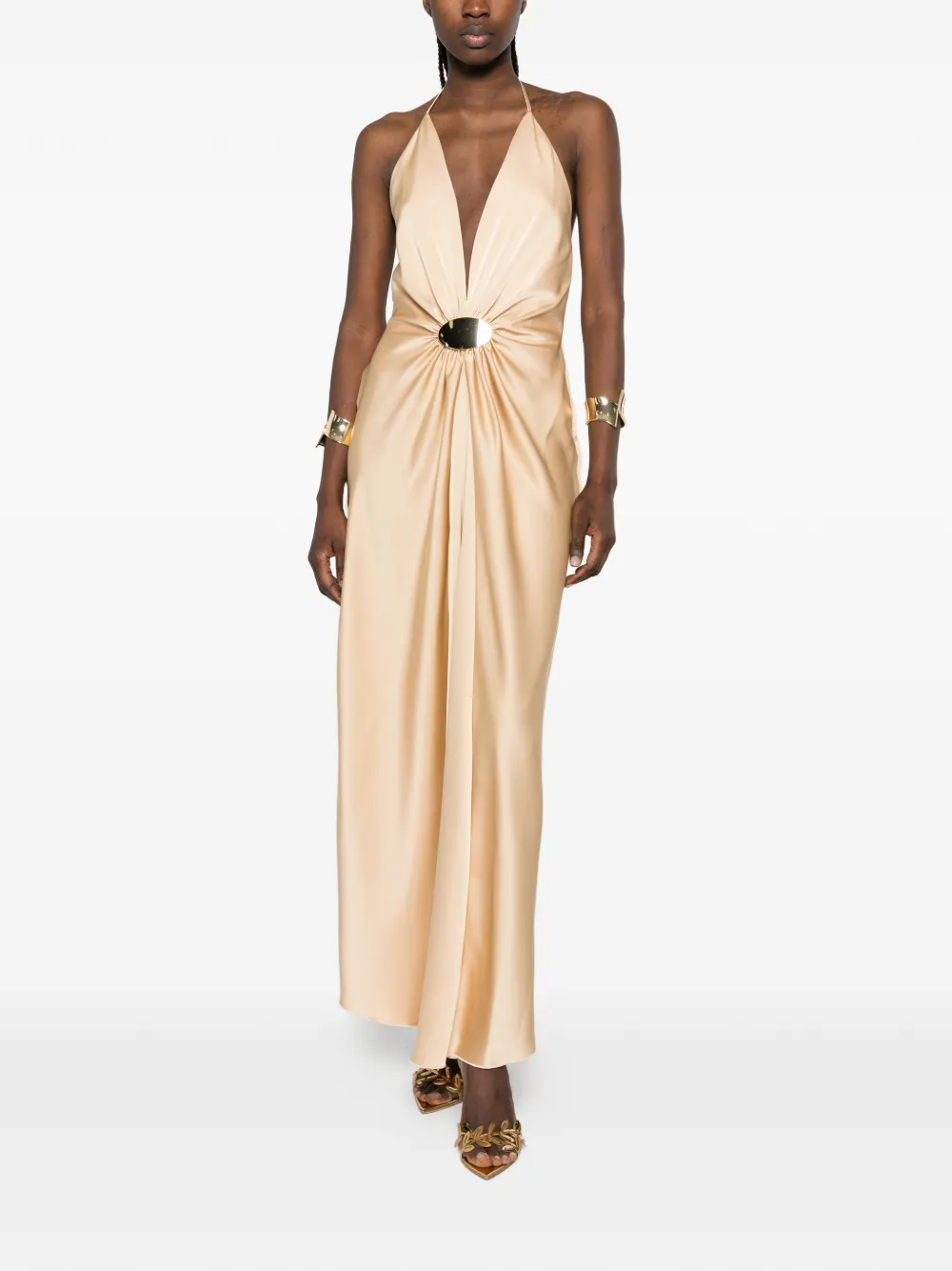 SIMONA CORSELLINI Maxi-jurk met halternek Beige