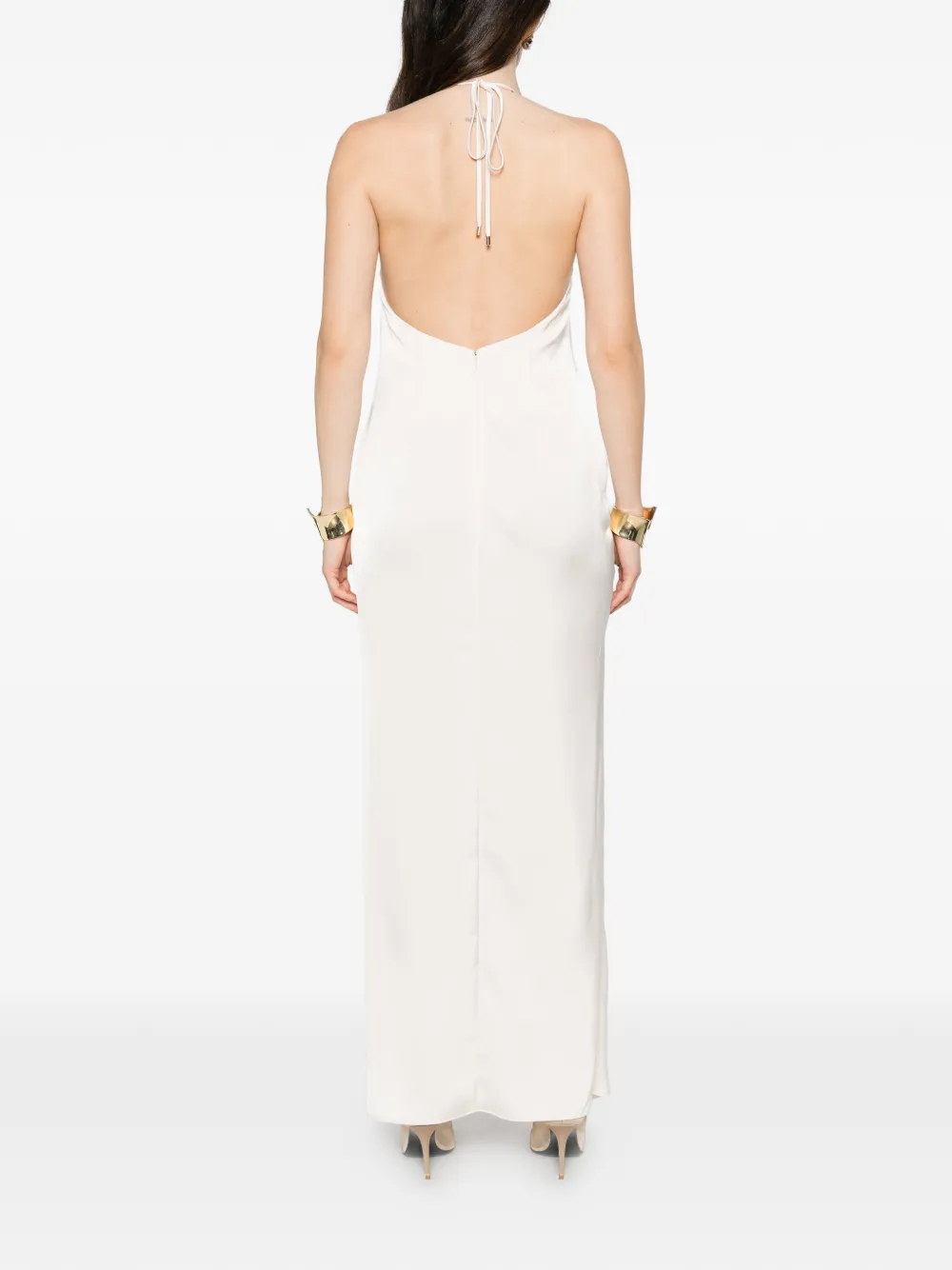 SIMONA CORSELLINI Maxi-jurk met V-hals Beige