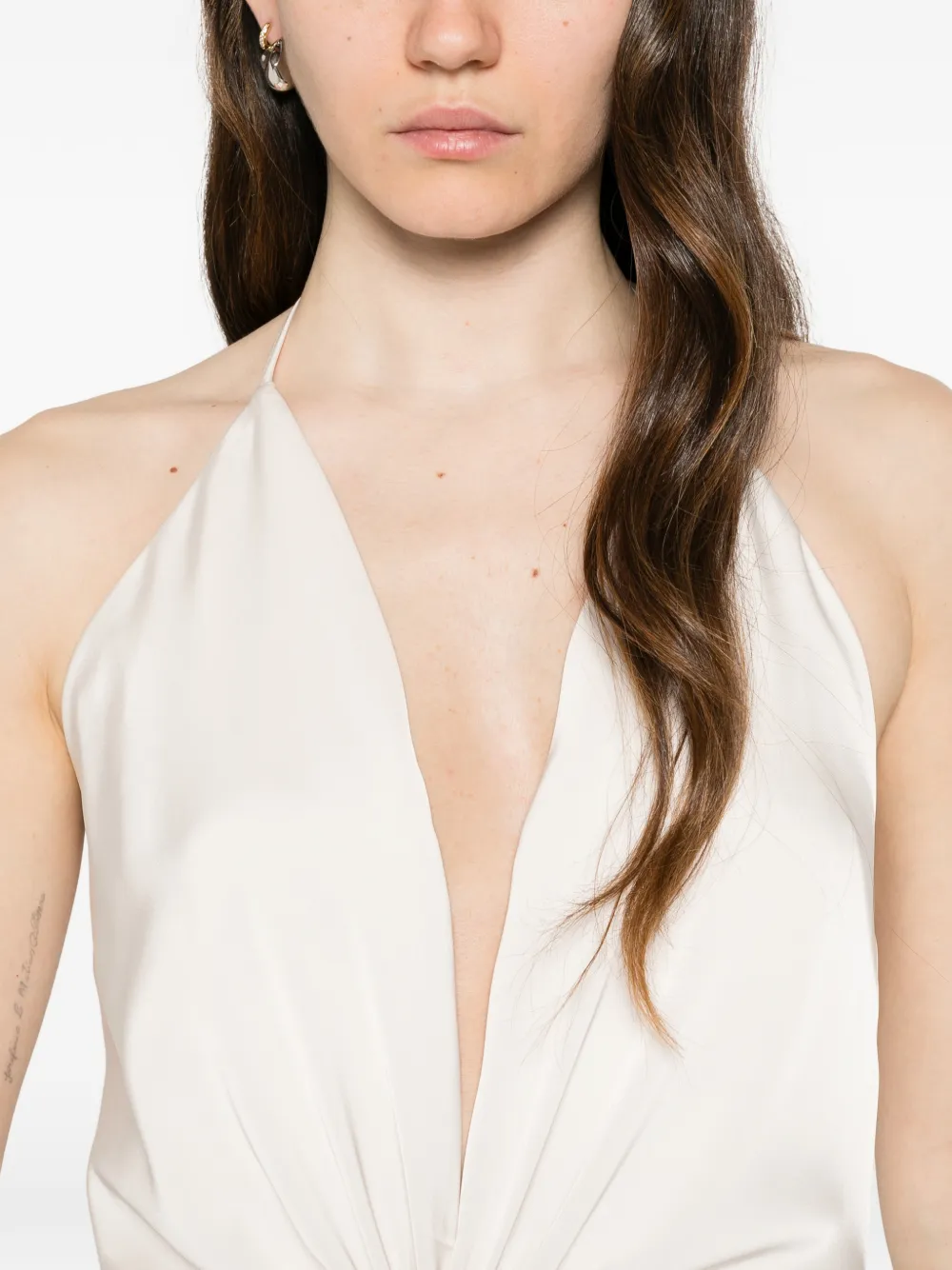 SIMONA CORSELLINI Maxi-jurk met V-hals Beige