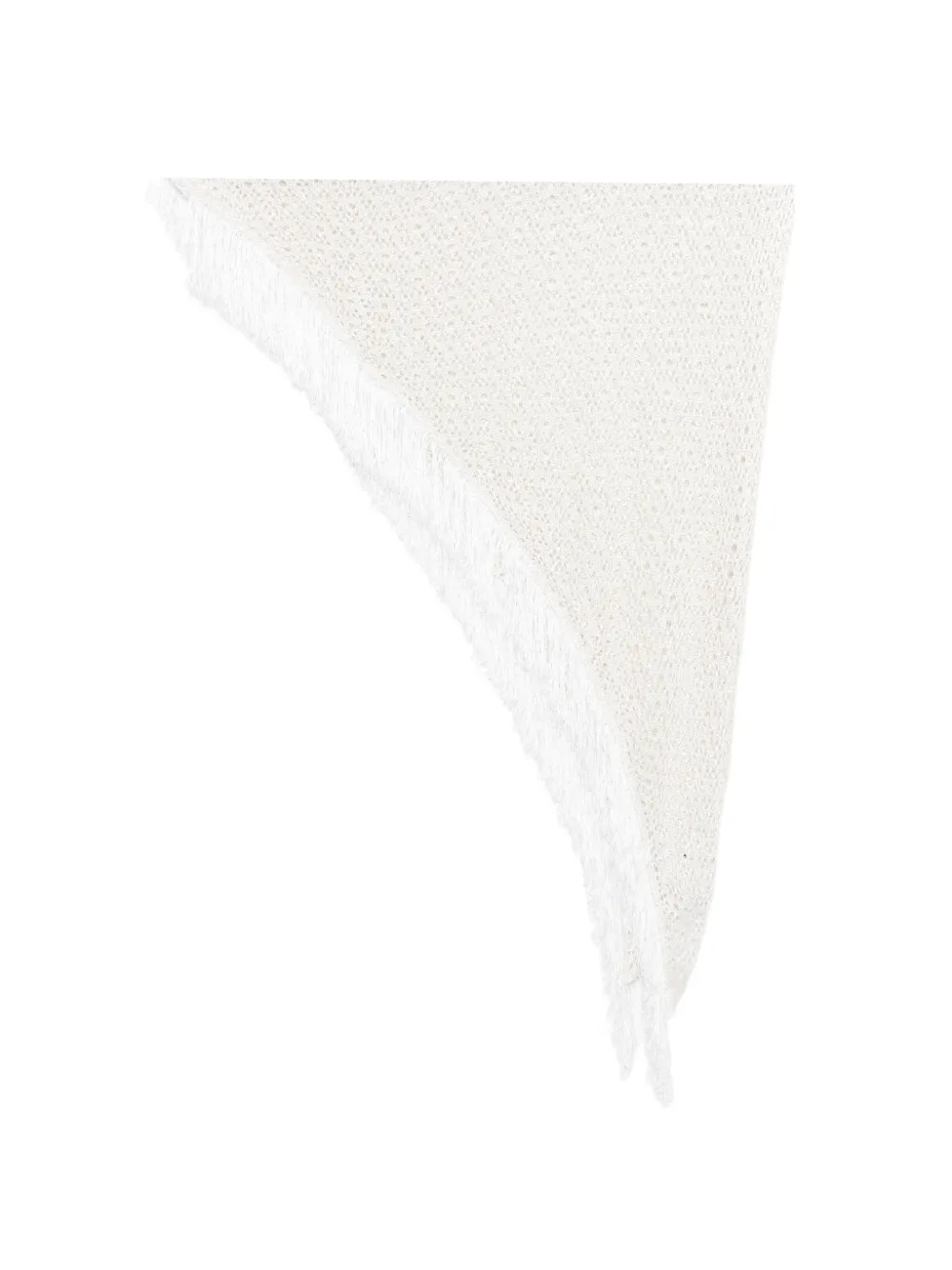 SIMONA CORSELLINI fringe-trimmed open-knit scarf", "product_description": "- cream- open-knit construction- fringe trim- triangular shape- lightwei...