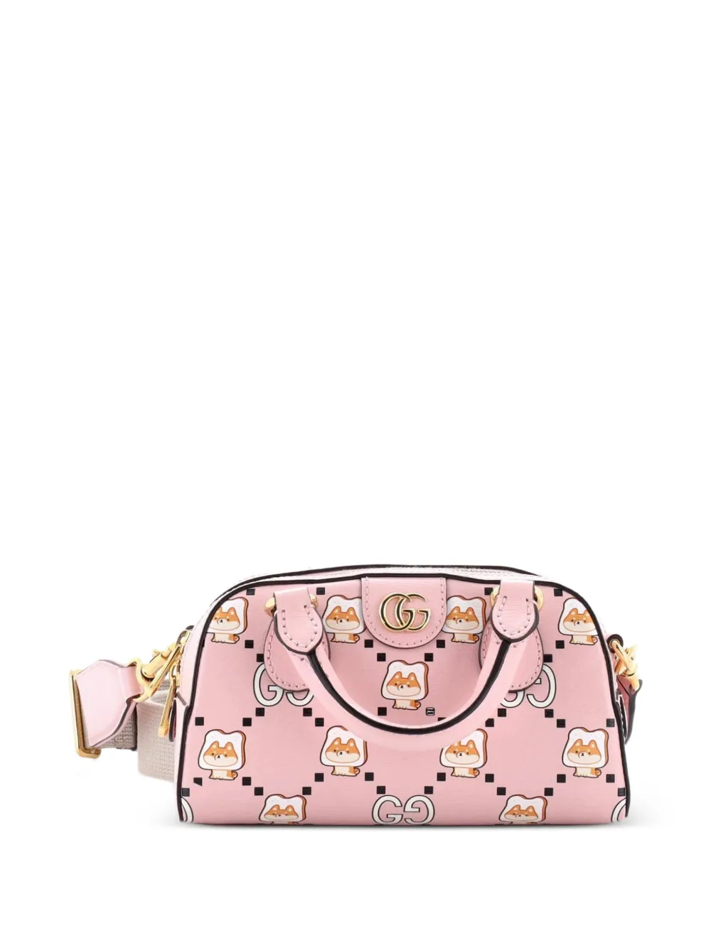 Gucci Pre-Owned Ophidia Convertible Boston Top Handle Bag Kawaii Printed Leather Mini handbag - Rosa