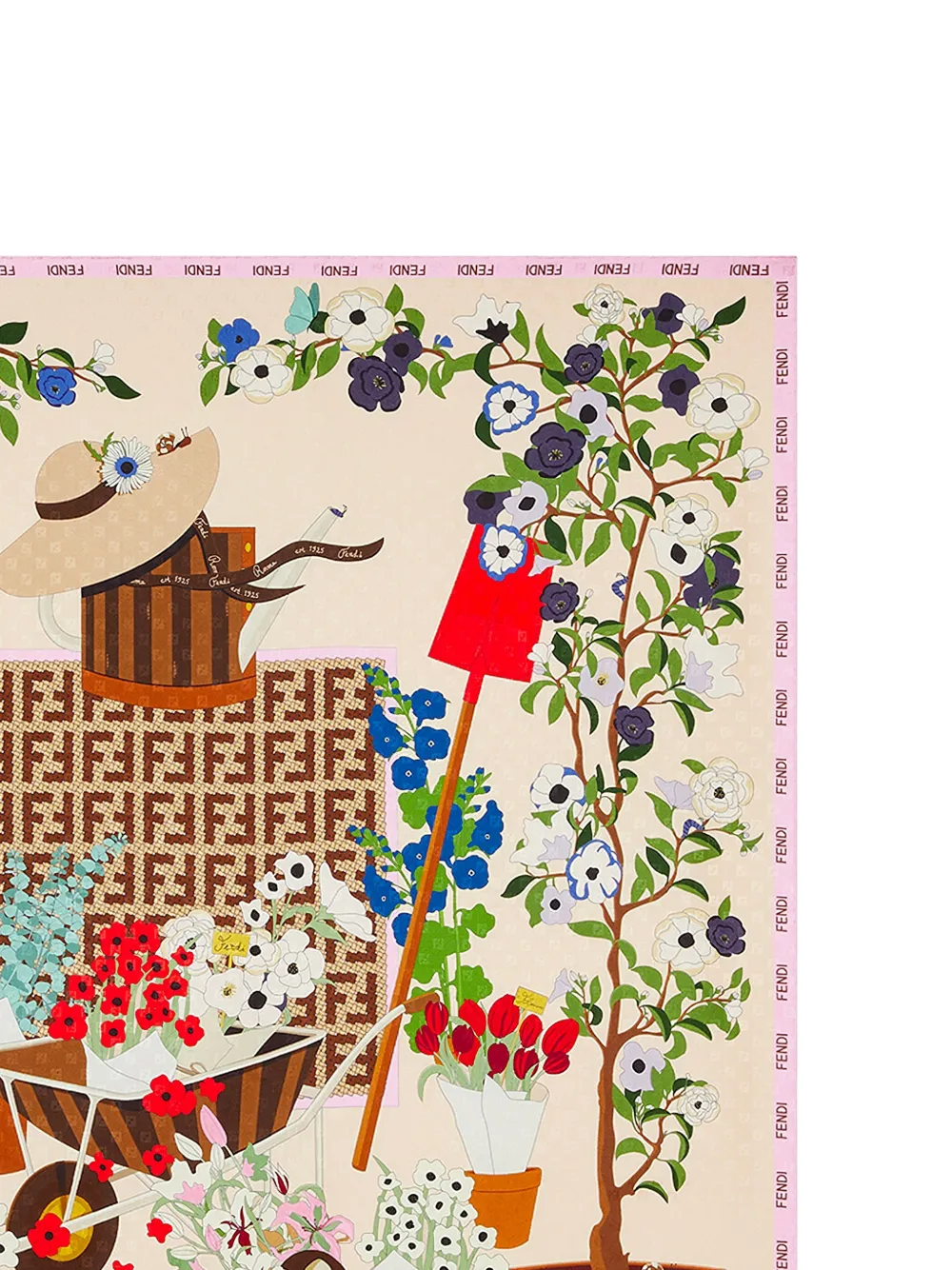FENDI Sjaal met bloemenprint Beige
