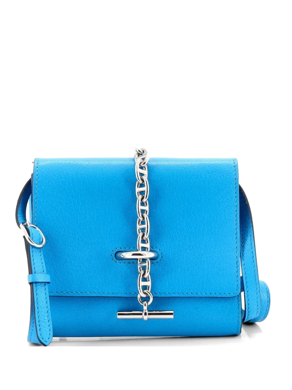 Hermès Pre-Owned Chaine d'Ancre Compact Wallet on Strap Chevre Mysore crossbody bag - Blu
