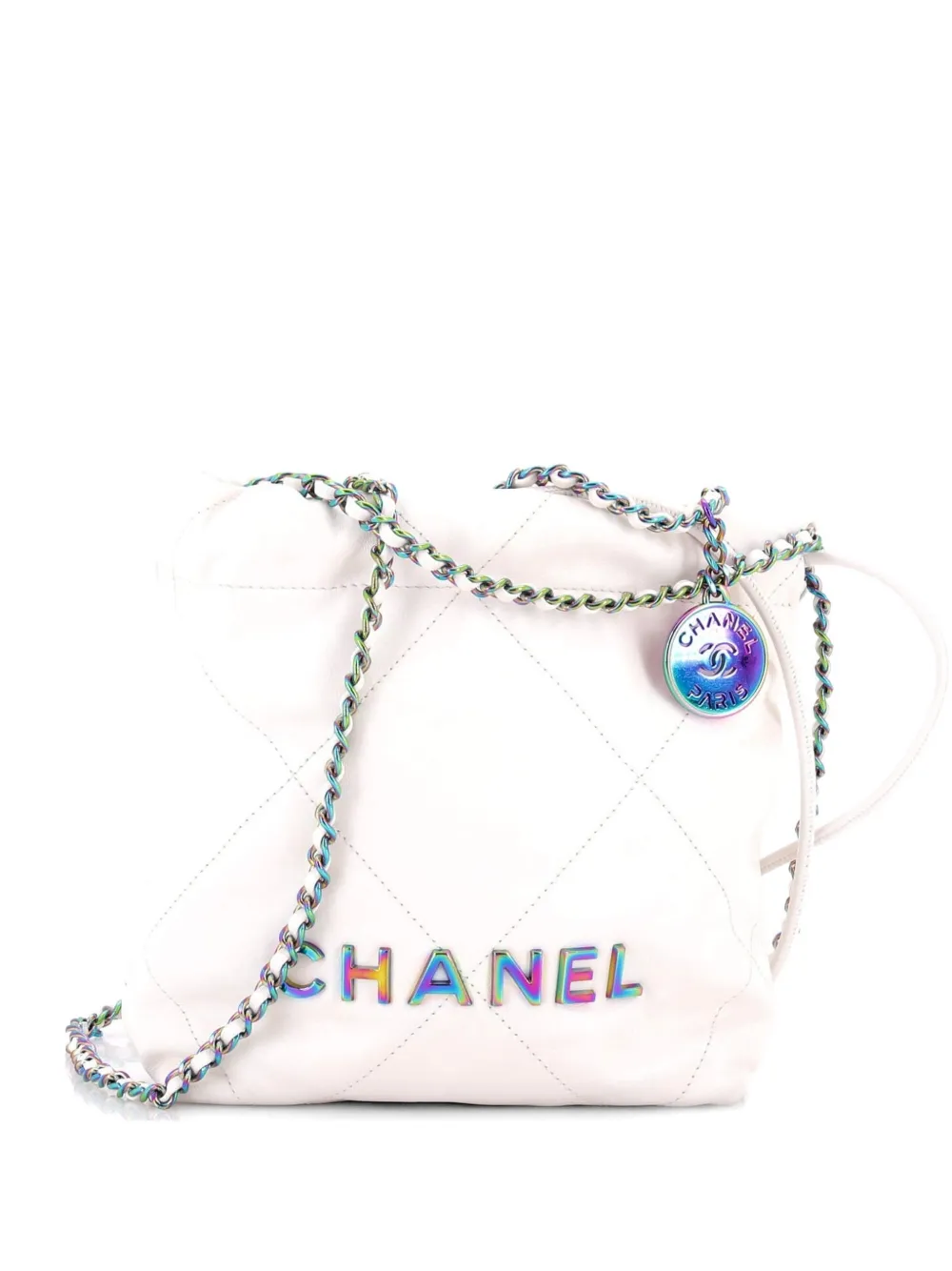 CHANEL Pre-Owned 22 Chain Hobo Quilted Calfskin Mini crossbody bag - Weiß