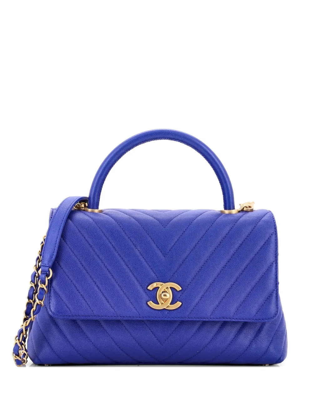 CHANEL Pre-Owned Coco Top Handle Bag Chevron Caviar Small satchel - Blu