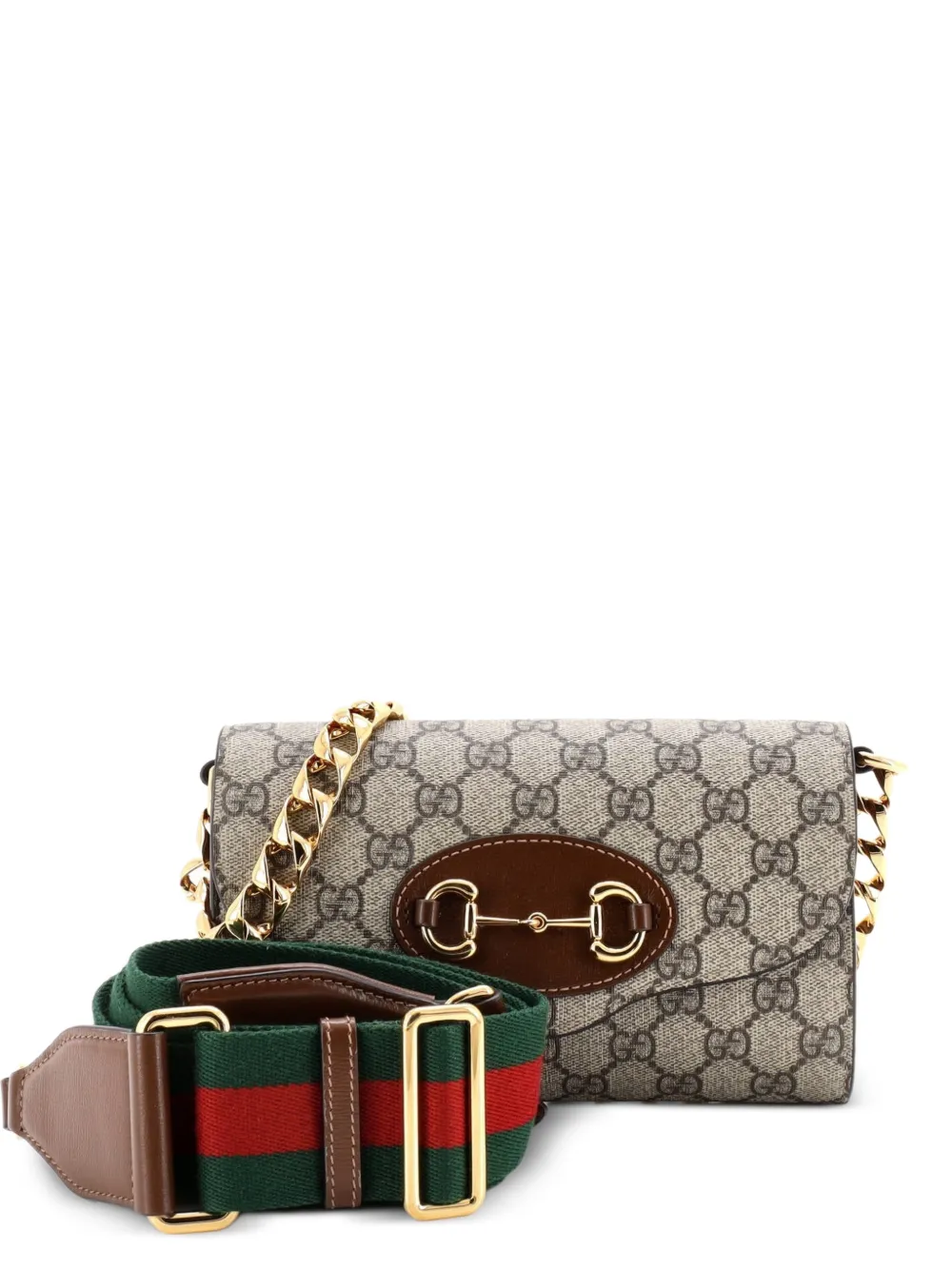 Gucci Pre-Owned Horsebit 1955 Curved Flap GG Coated Canvas Mini shoulder bag - Marrone