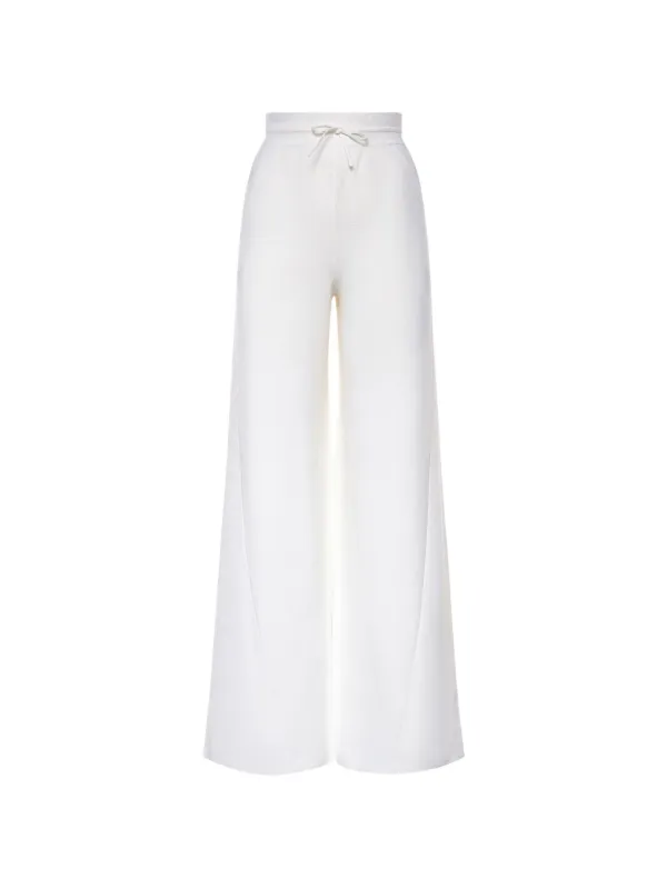 Loro Piana Drawstring Wide-leg Trousers in White
