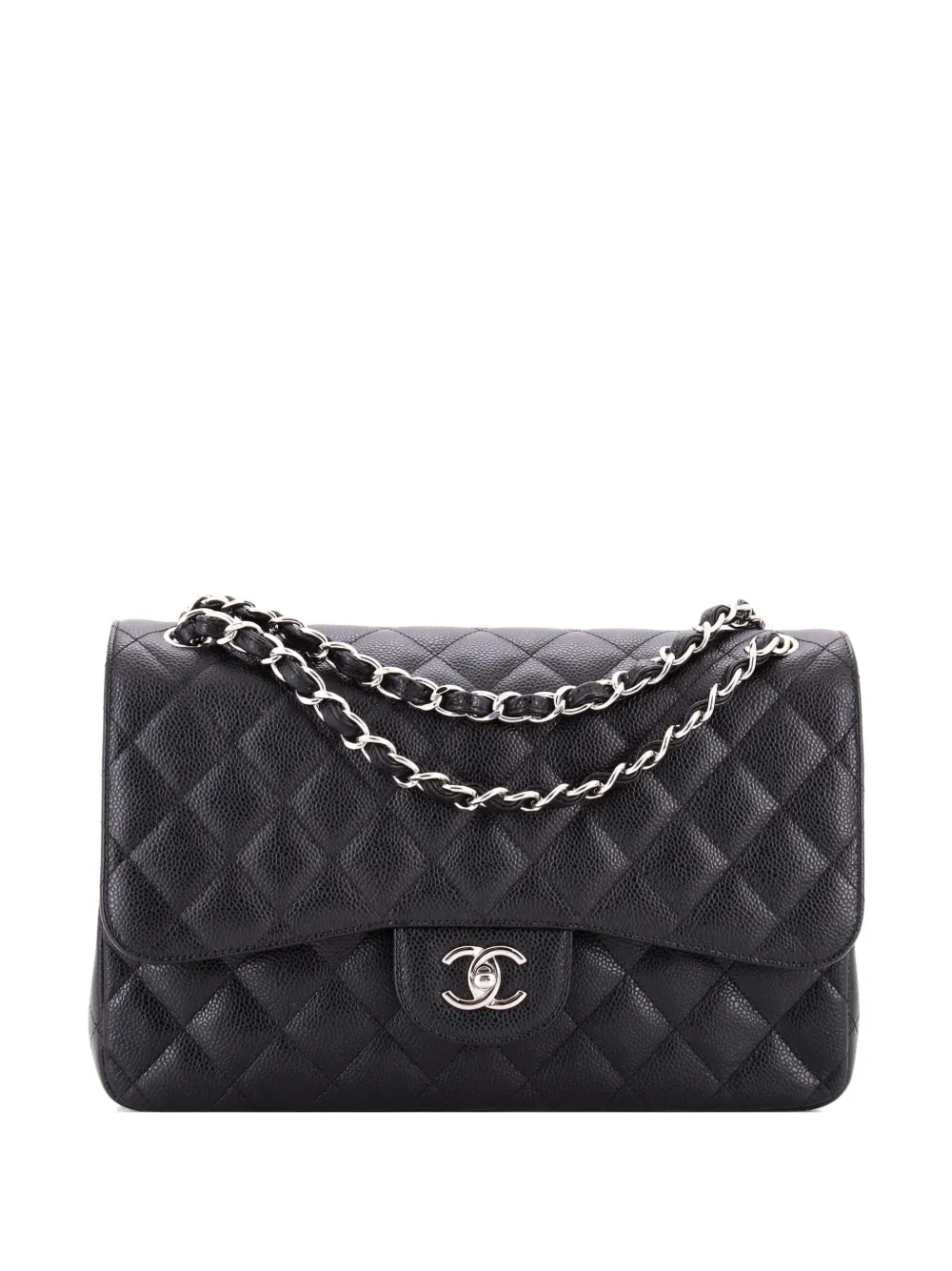 CHANEL Pre-Owned Classic Double Flap Bag Quilted Caviar Jumbo shoulder bag - Nero