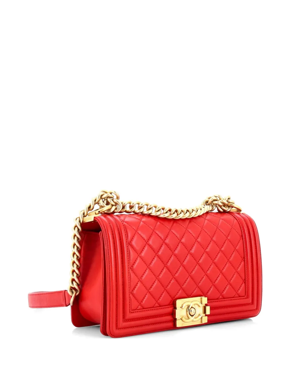 CHANEL Pre-Owned Boy Flap Bag Quilted Lambskin Old Medium shoulder bag - Rosso