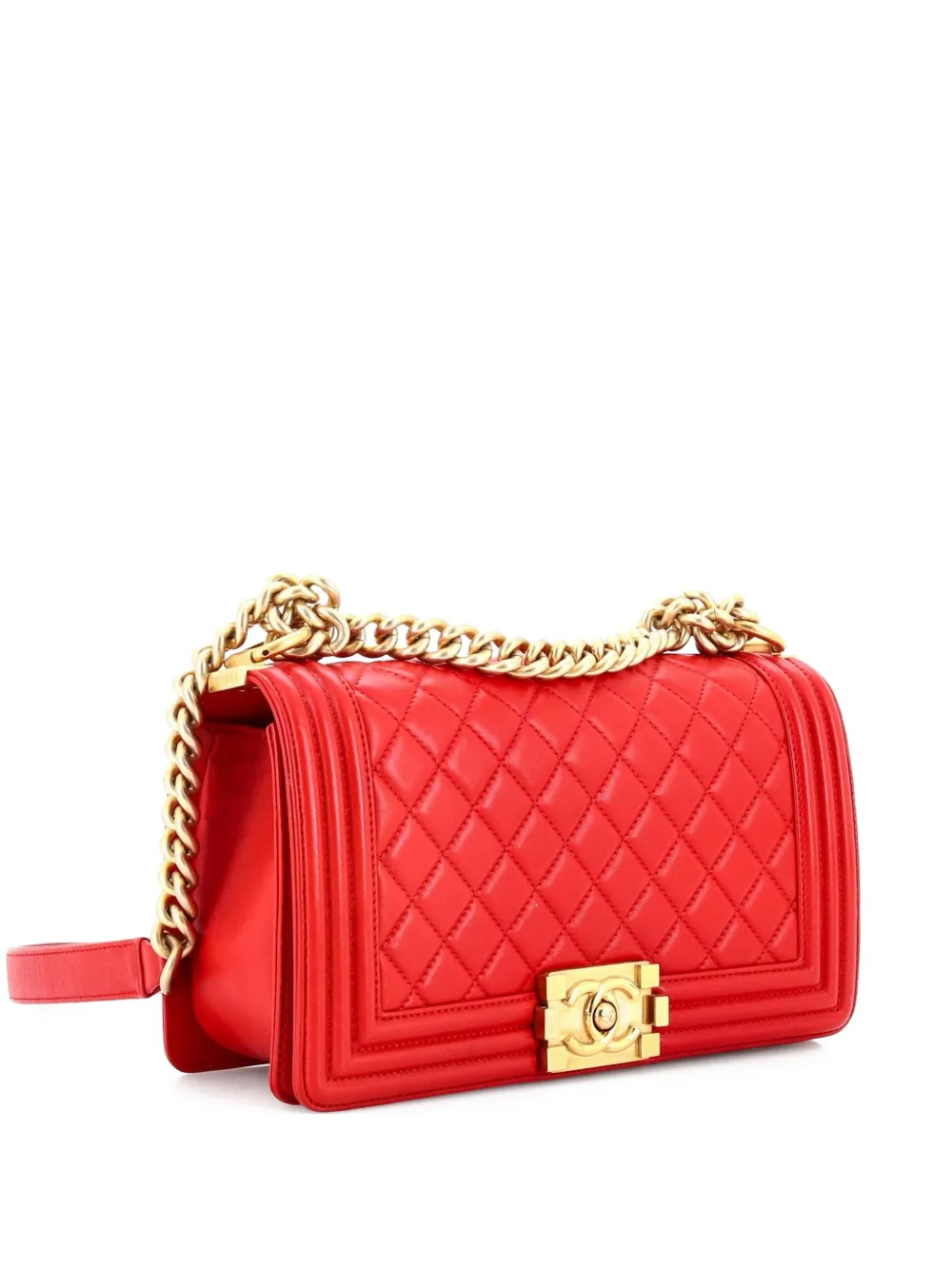 CHANEL Pre-Owned Boy Flap Bag Quilted Lambskin Old Medium shoulder bag - Rosso