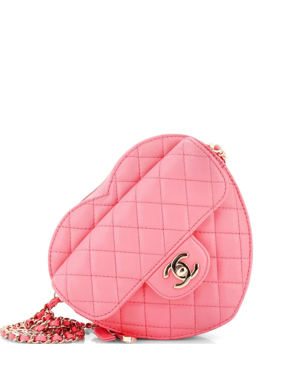 CHANEL Pre-Owned CC in Love Heart Bag Quilted Lambskin crossbody bag - Rosa