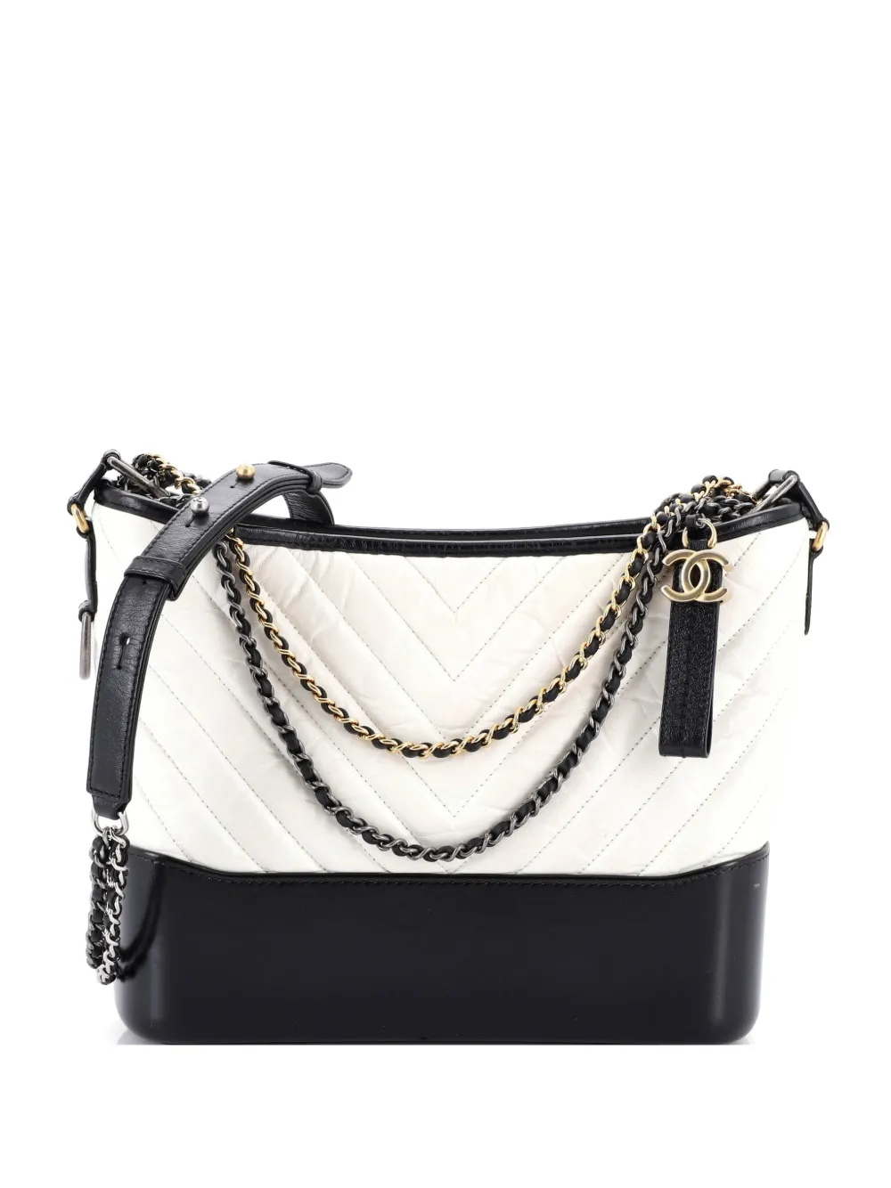 CHANEL Pre-Owned Gabrielle Chevron Aged Calfskin Medium hobo bag - Nero