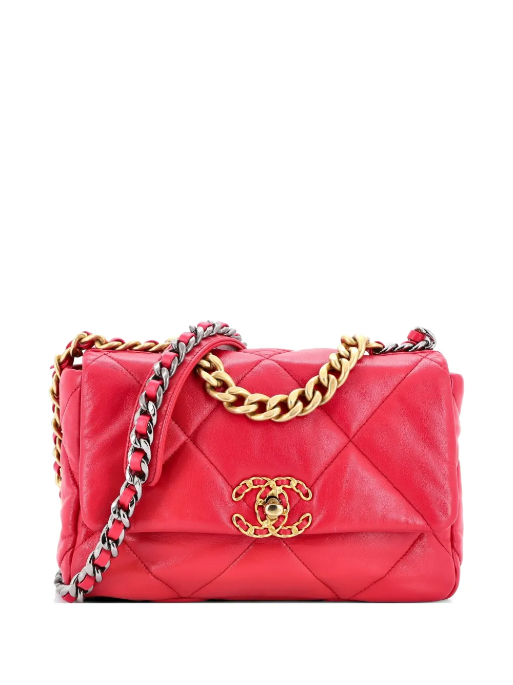 CHANEL Pre-Owned 19 Flap Bag Quilted Leather Medium crossbody bag - Rosa