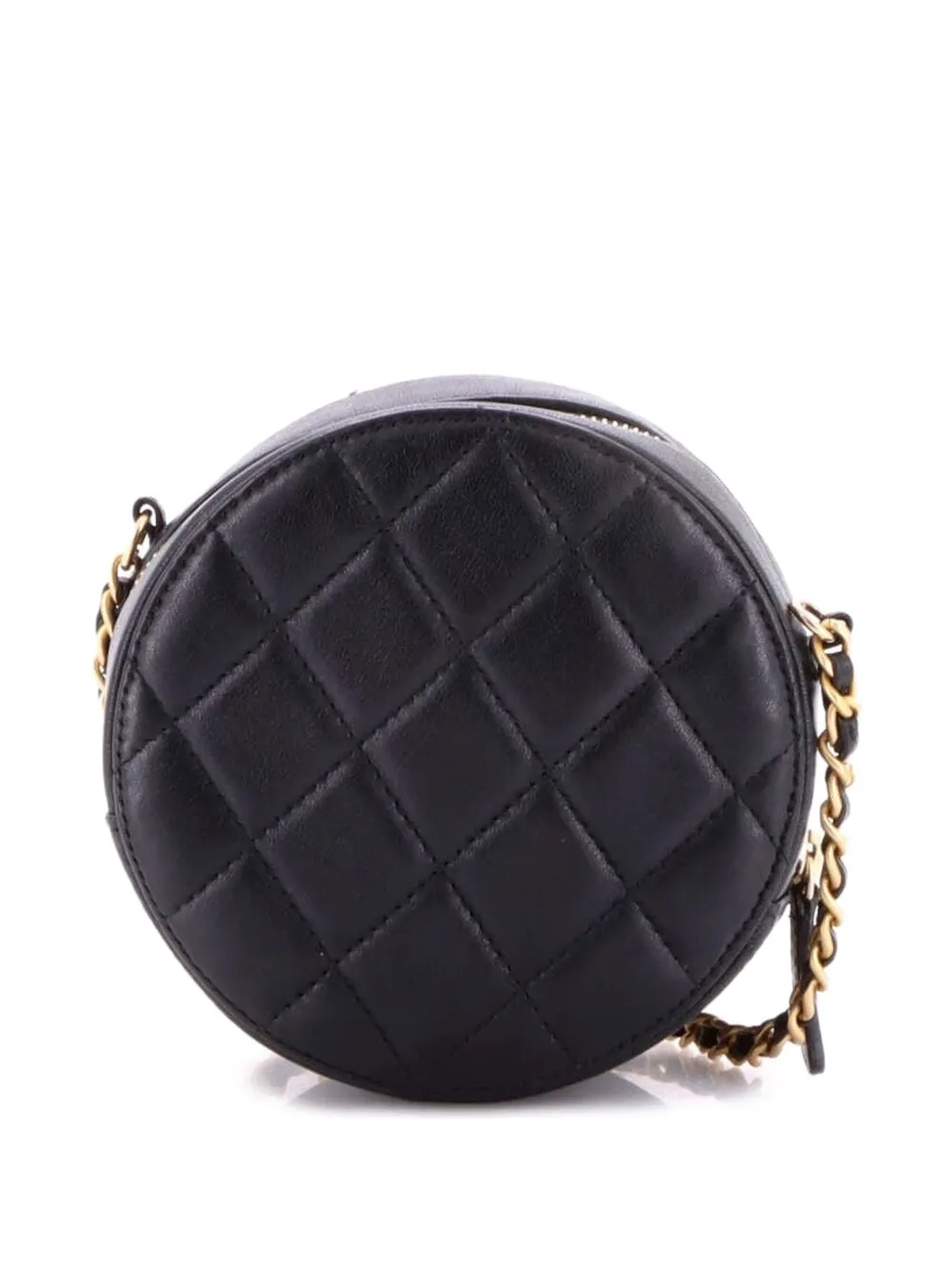  Chanel Pre-owned Sac à Bandoulière Rond Chain Infinity En Cuir D'agneau Matelassé Et Bride En Chaîne - Noir 