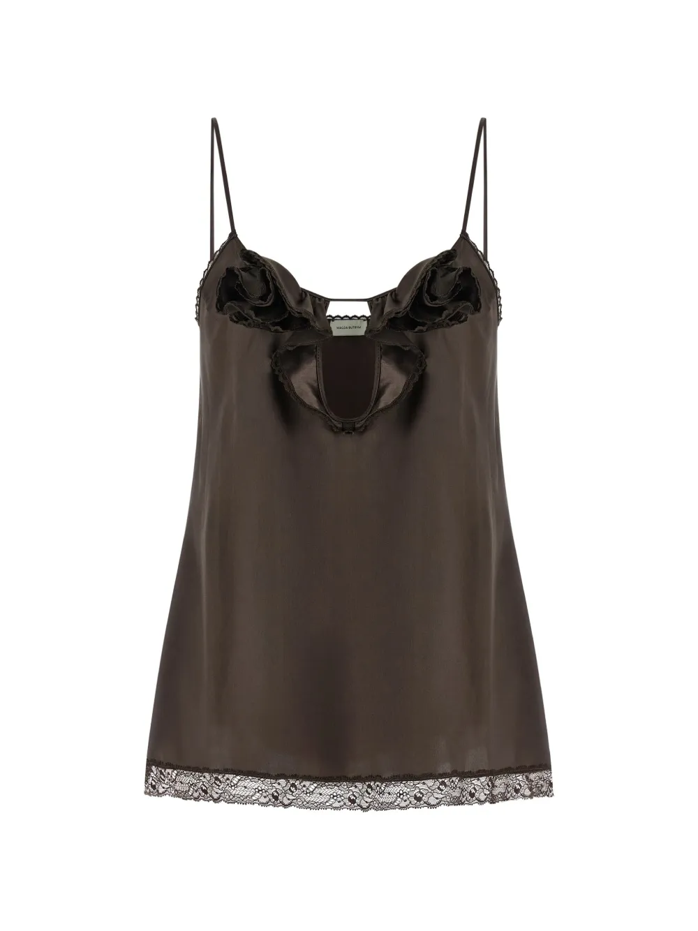 Magda Butrym ruffled silk top - Marrone