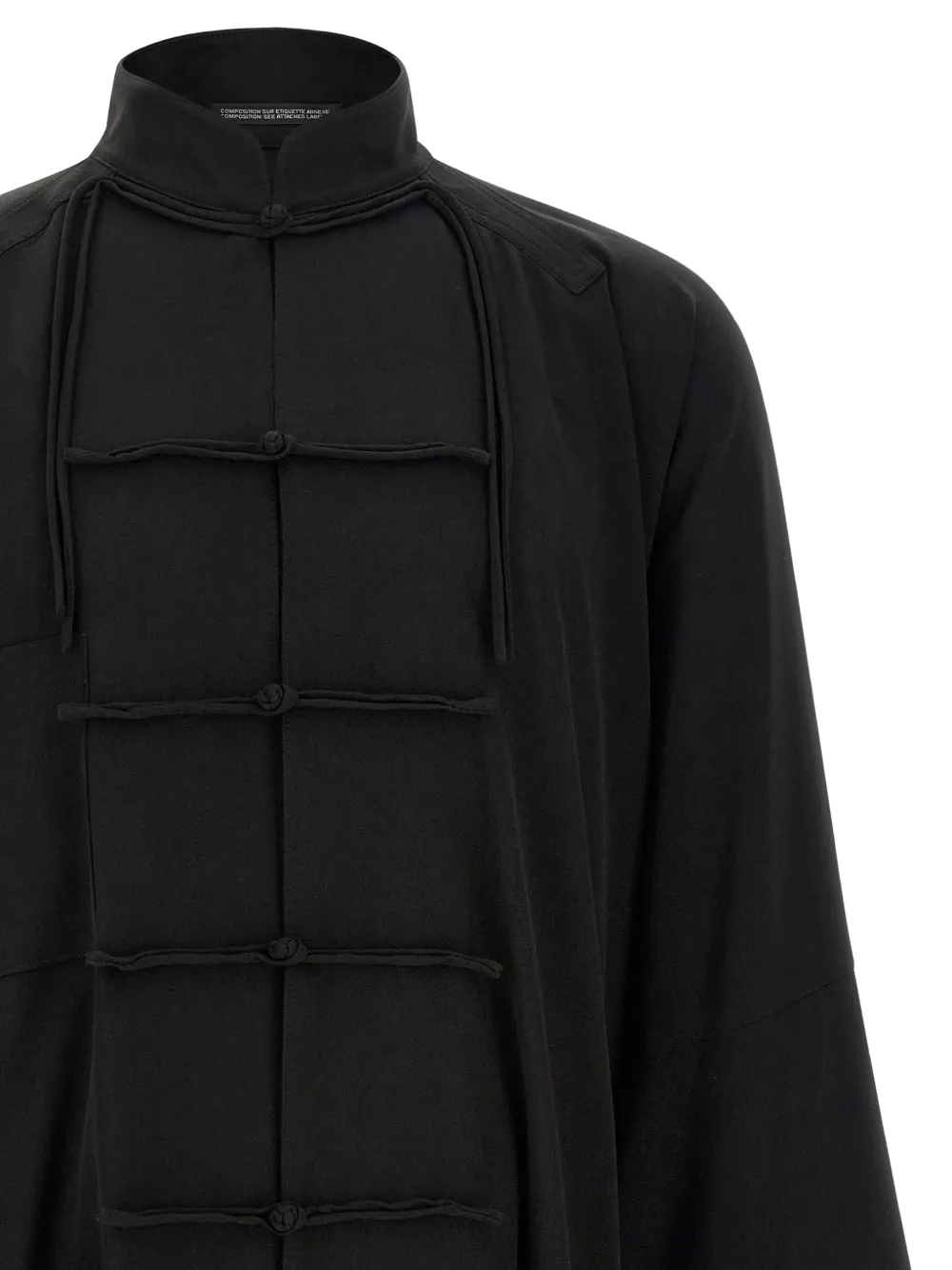Yohji Yamamoto Ta Tuxedo China blazer jack met hoge hals Zwart