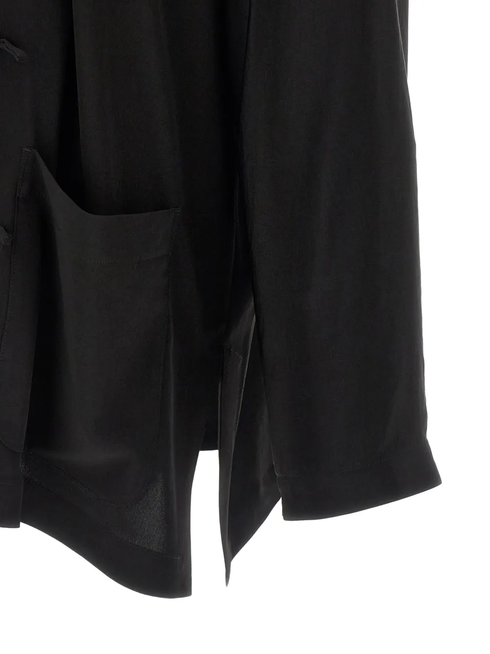 Yohji Yamamoto Ta Tuxedo China blazer jack met hoge hals Zwart