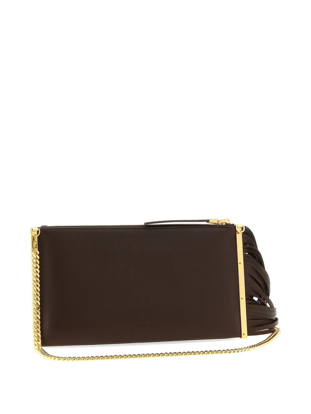  Elisabetta Franchi Fringed Leather Clutch Bag - Brown 