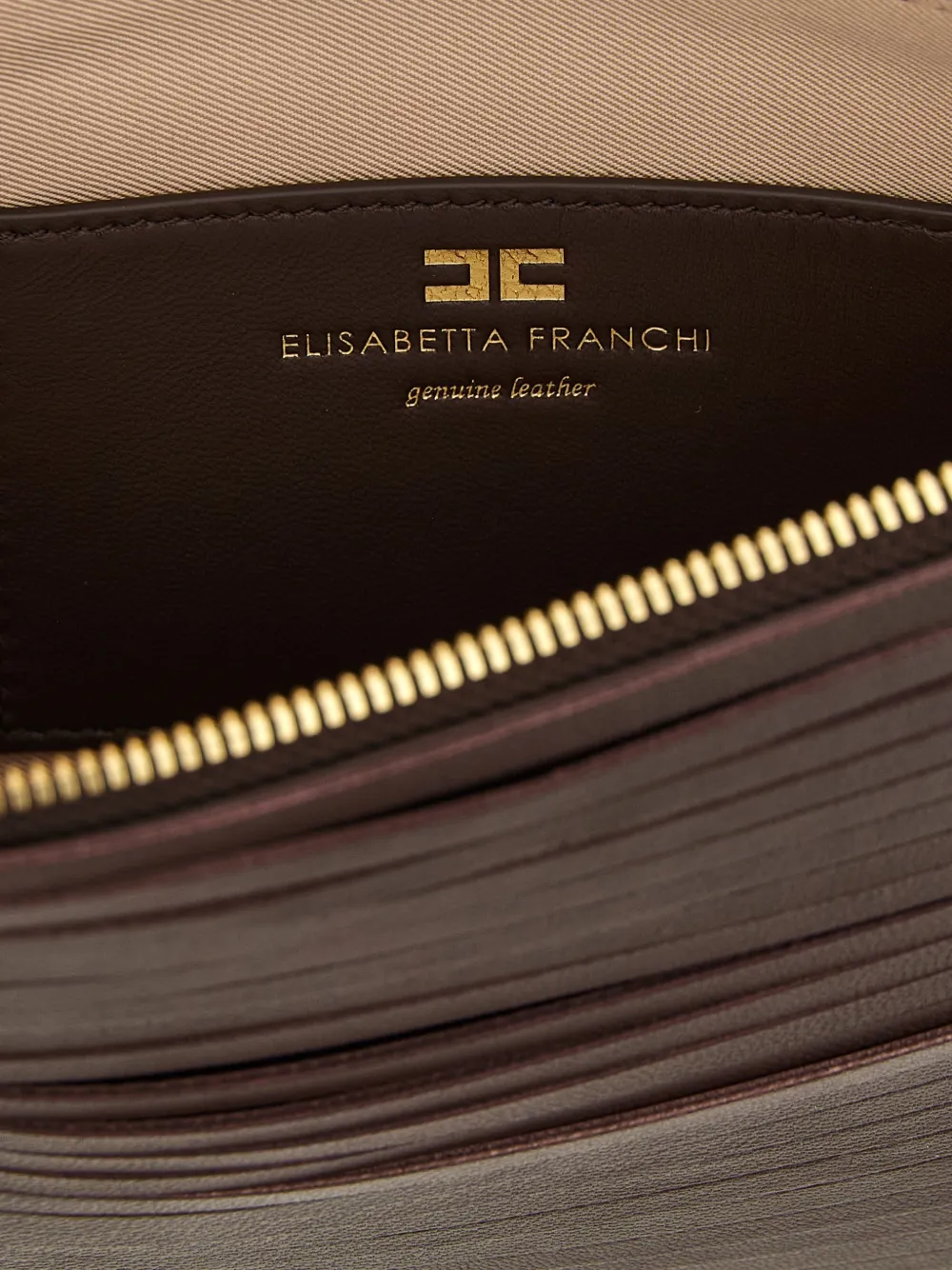 Elisabetta Franchi Leren clutch Bruin