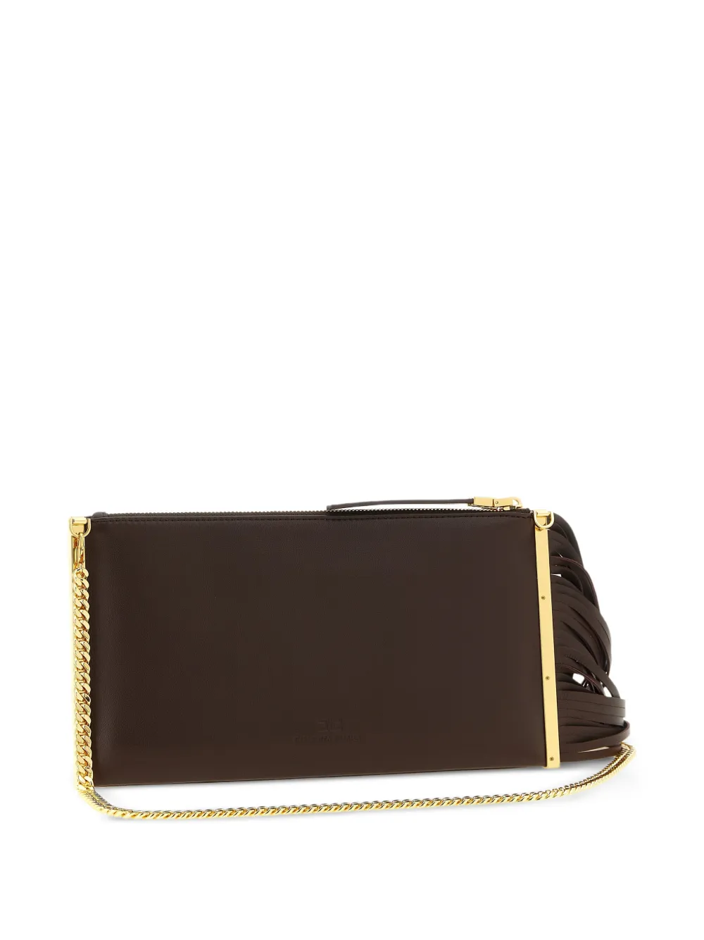 Elisabetta Franchi Leren clutch Bruin