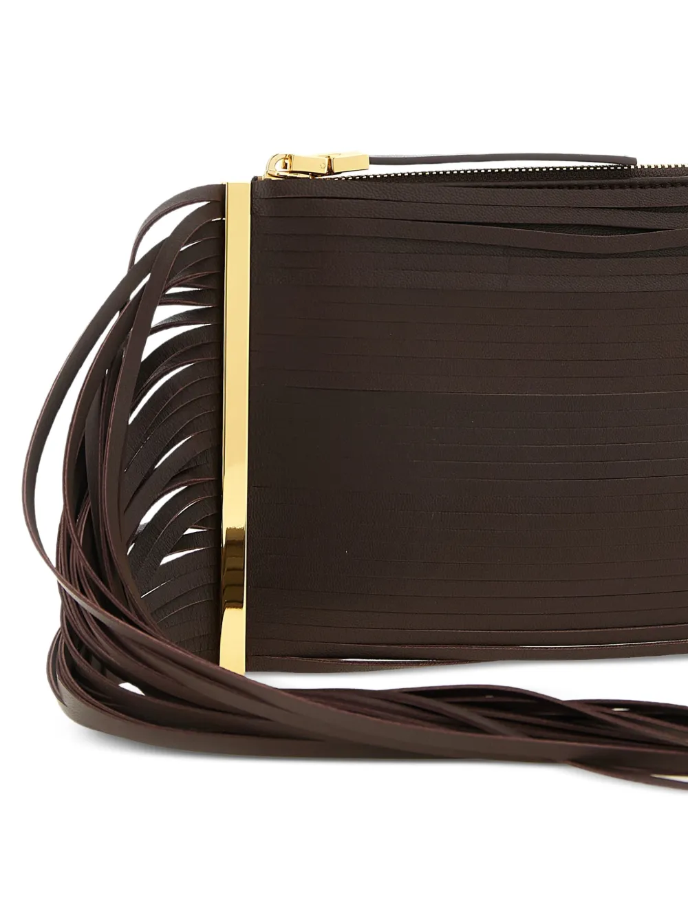 Elisabetta Franchi Leren clutch Bruin