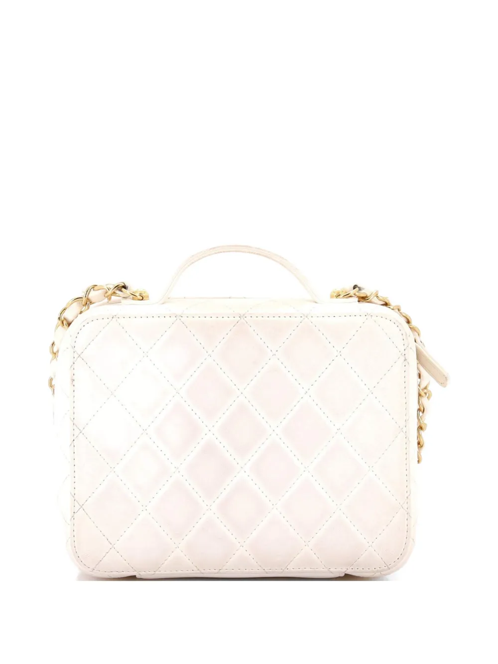  Chanel Pre-owned Bolso Satchel Golden Plate Vanity Case Mediano De Piel De Borrego Y Metal Acolchado - Dorado 