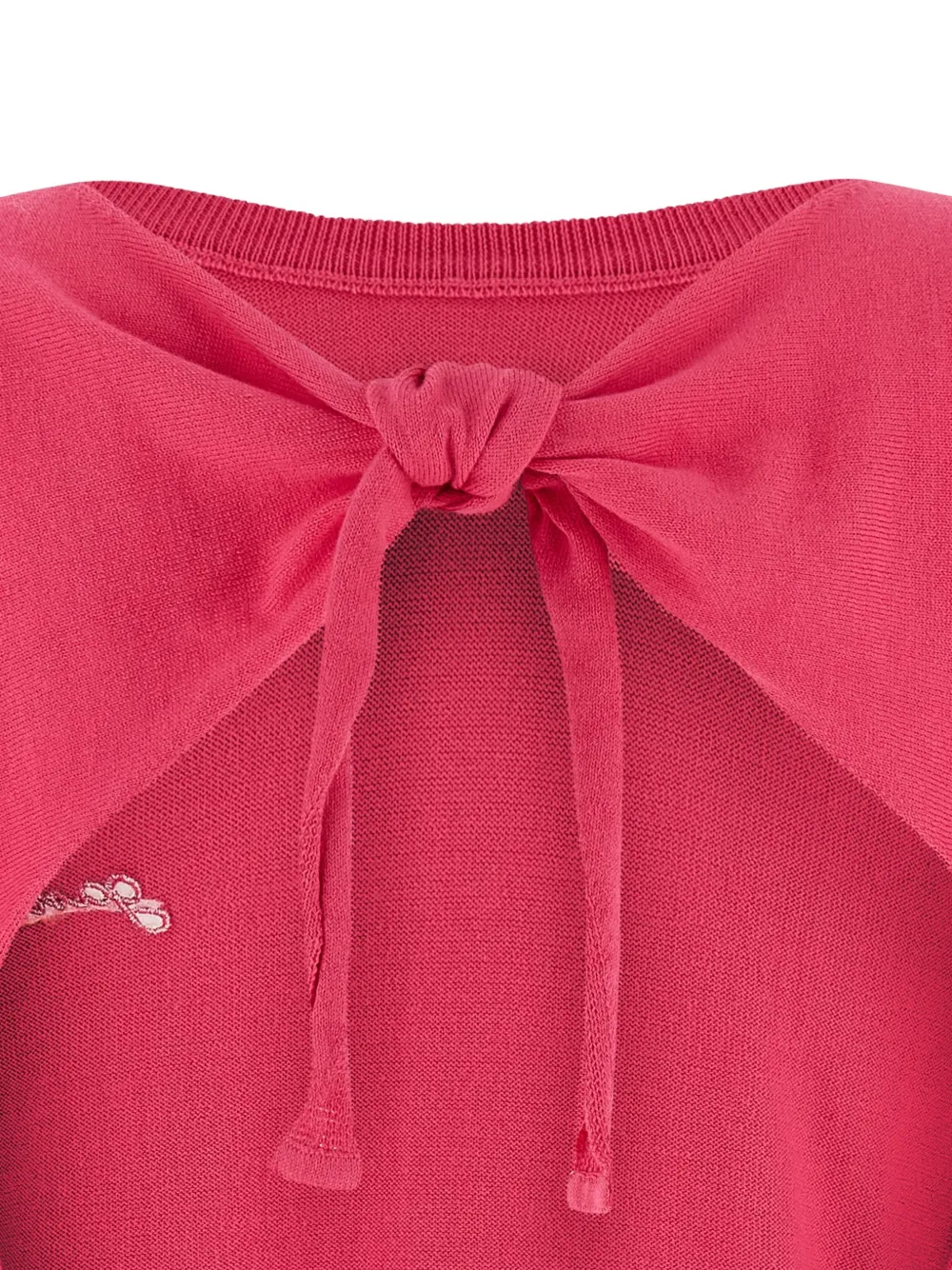 GANNI T-shirt met geborduurd logo en lint op de rug Roze