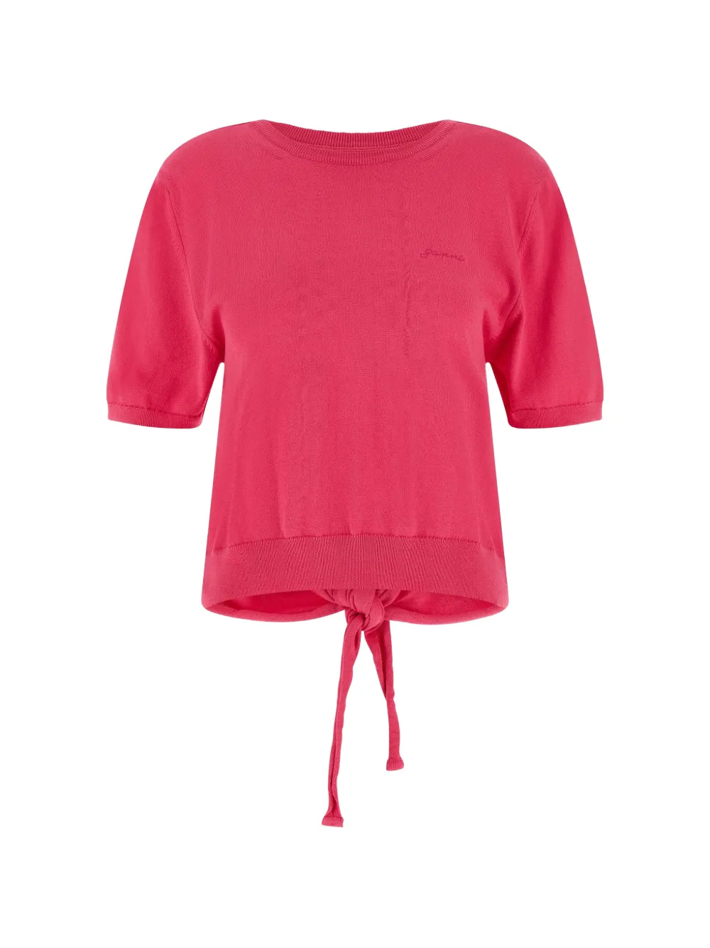 GANNI embroidered-logo back-ribbon T-shirt - Rosa