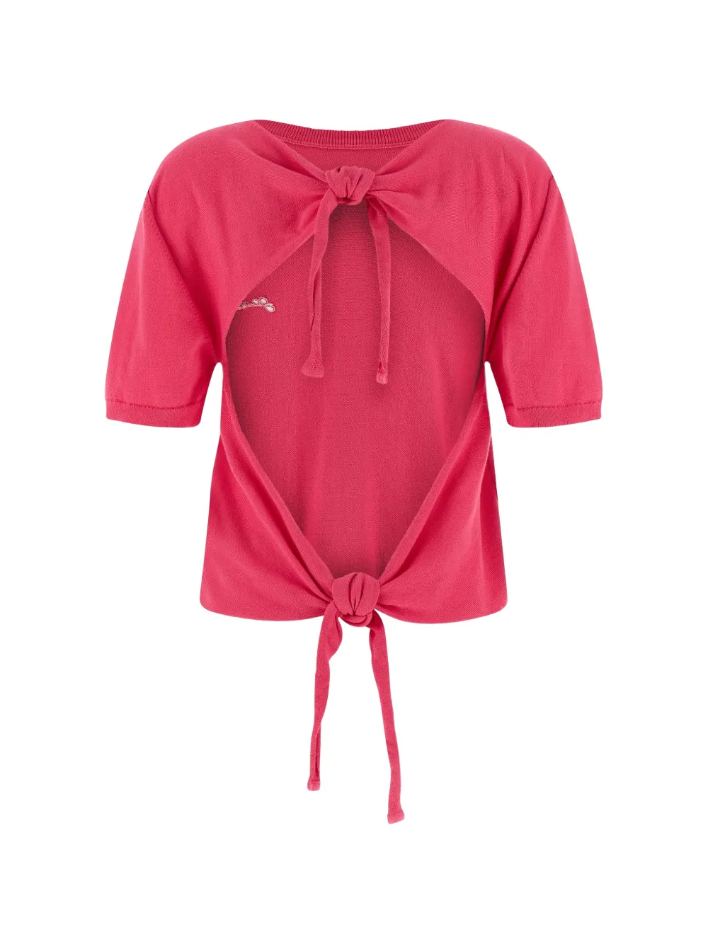 GANNI T-shirt met geborduurd logo en lint op de rug Roze