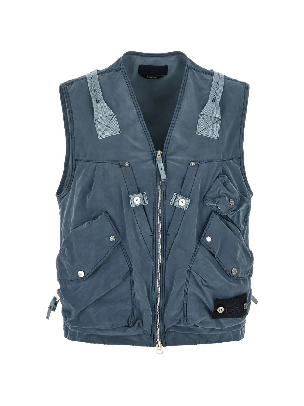 Stone Island multipockets V-neck gilet - Blu