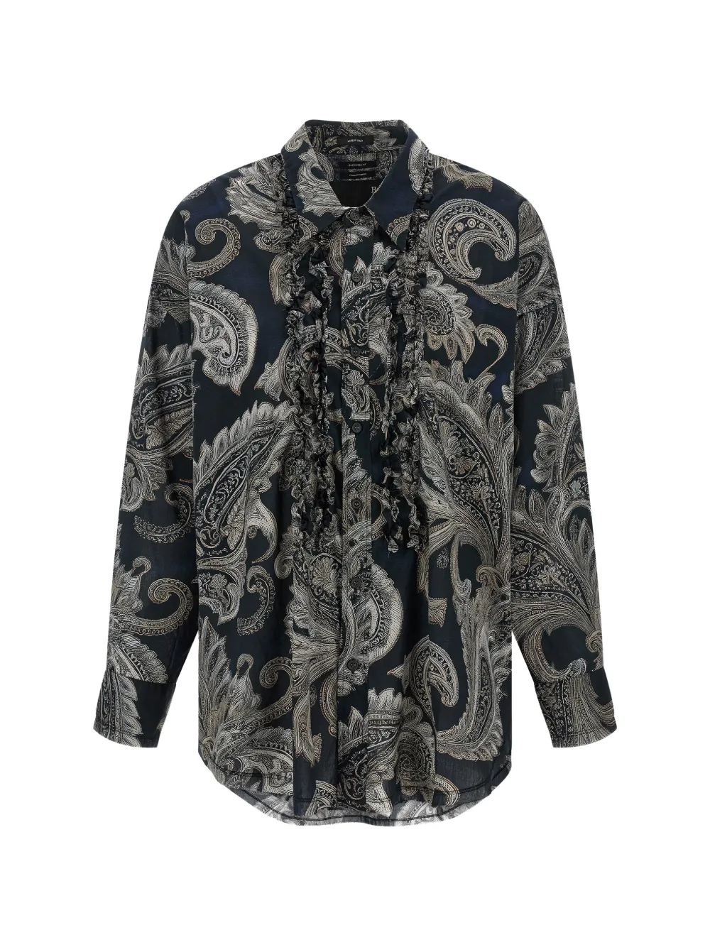 R13 ruffled paisley-print shirt - Blue