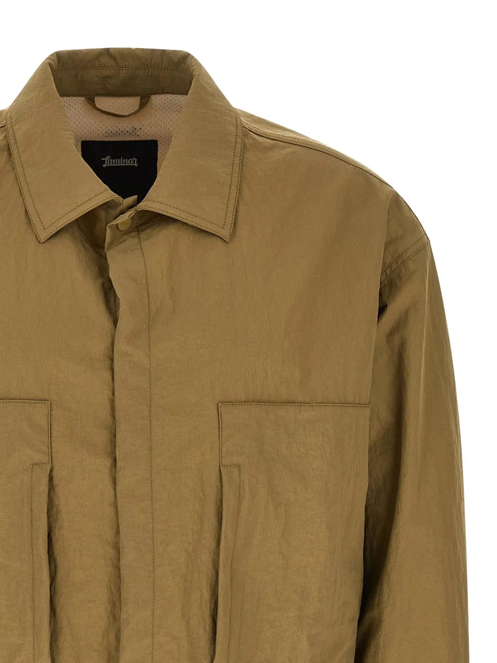  Laminar Hidden-button Shirt Jacket - Green 