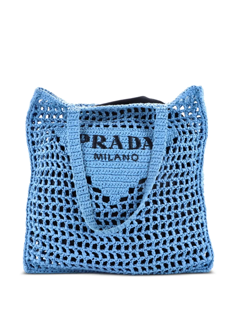 Prada Pre-Owned Triangle Logo Open Raffia tote bag - Blu