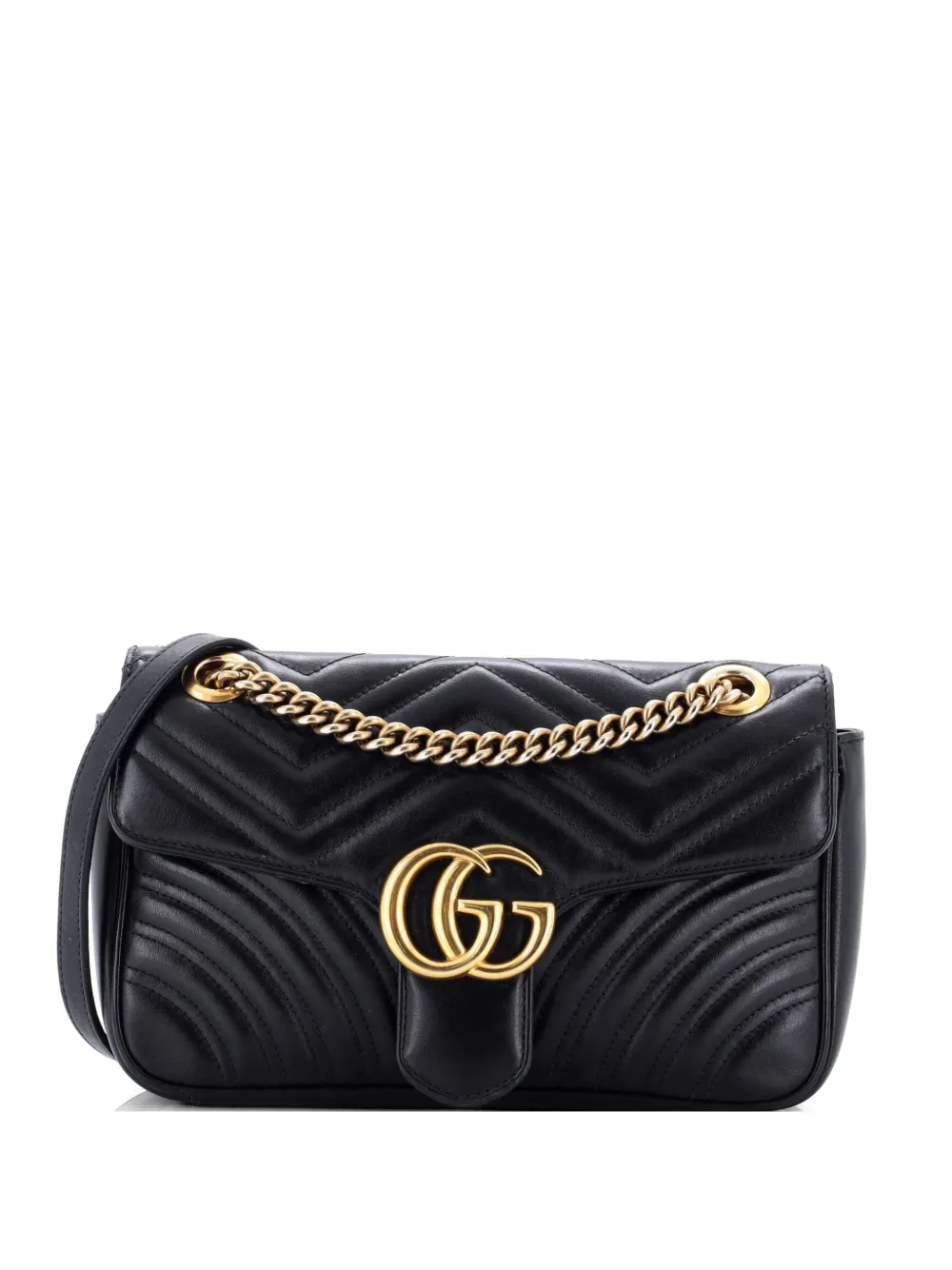 Gucci Pre-Owned GG Marmont Flap Bag Matelasse Leather Medium shoulder bag - Nero