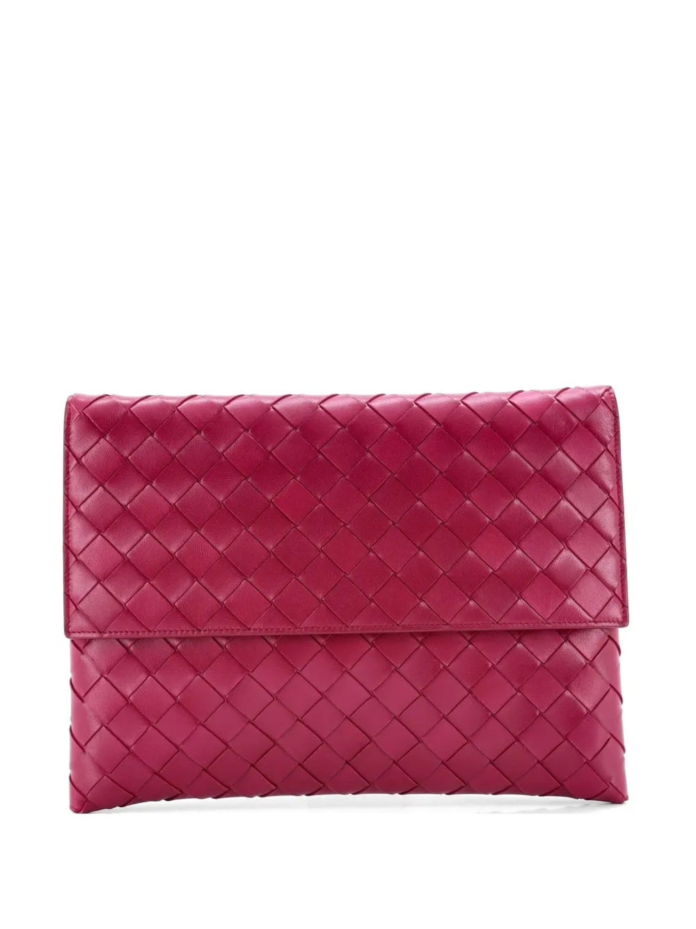 Bottega Veneta Pre-Owned Flat Flap Pouch Intrecciato Nappa clutch bag - Rosa