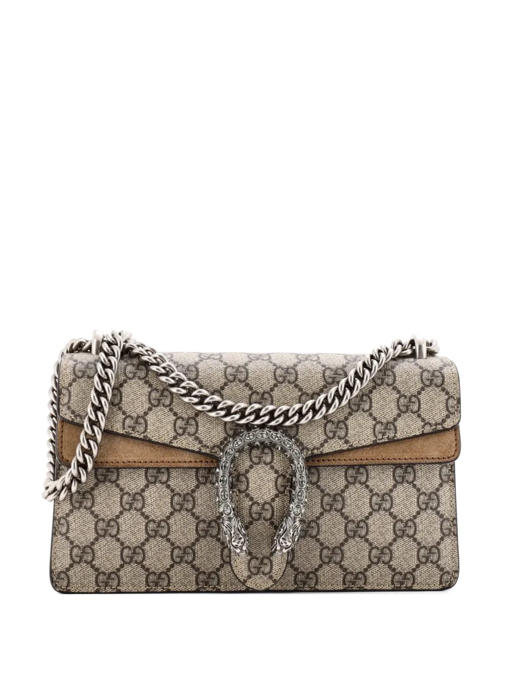 Gucci Pre-Owned Dionysus Bag GG Coated Canvas with Crystal Embellished Metal Small shoulder bag - Marrone