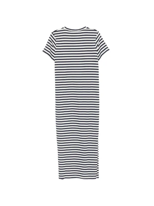 midi short sleeve dresses Dress With Belt Christmas parties Closed striped-pattern short-sleeve Midi Dress